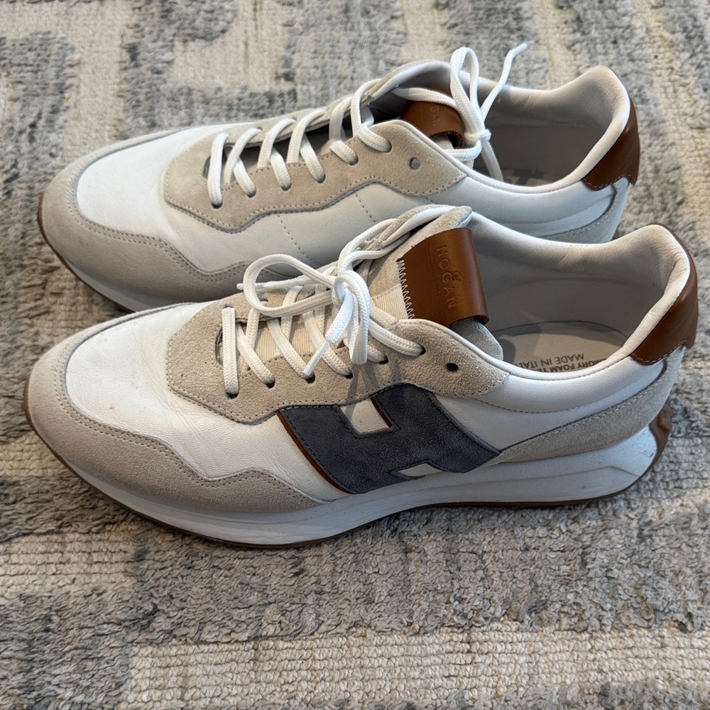 Authentic Hogan Men's White, Gray, and Brown Sneakers